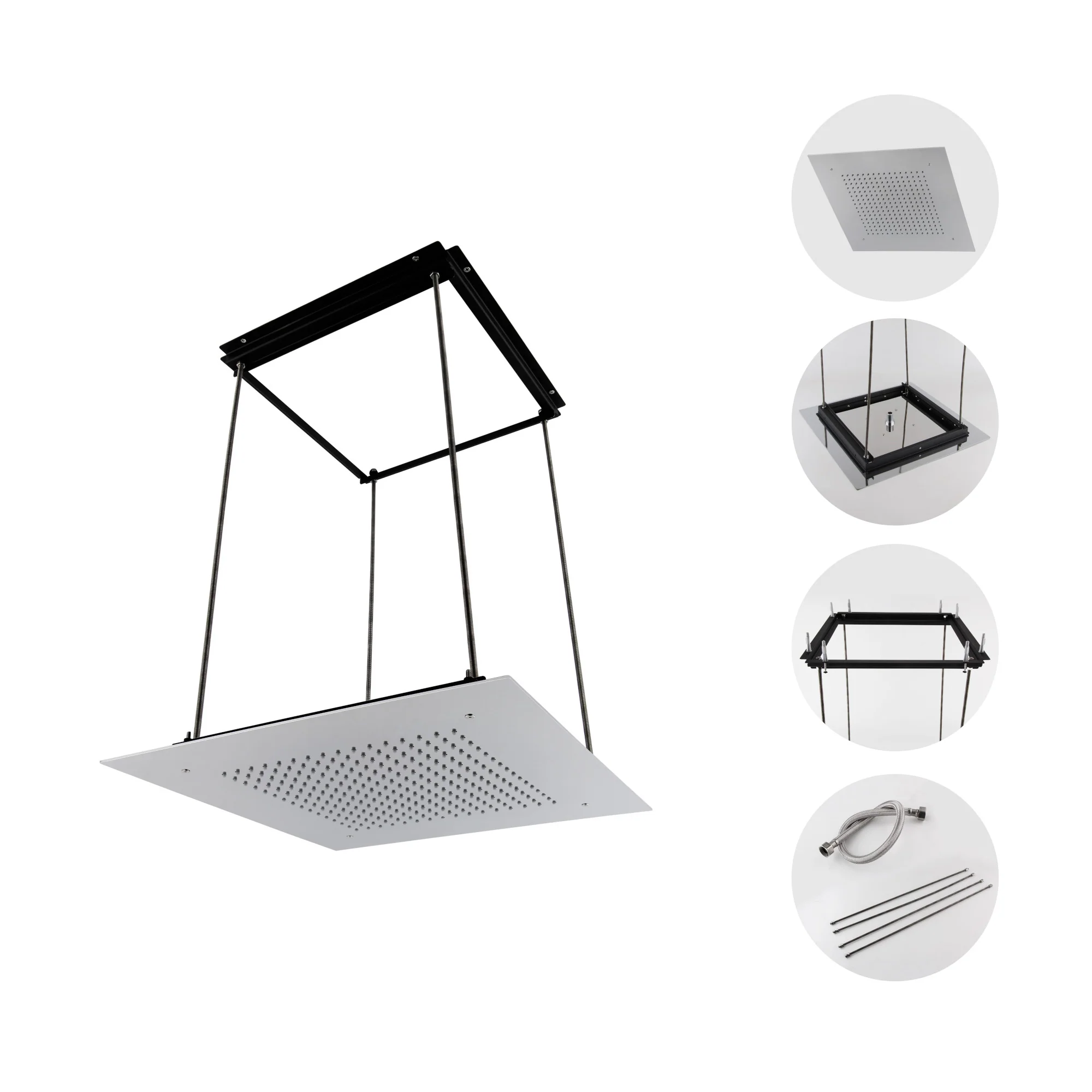Square recessed 400mm shower head stainless steel - chrome - Image 2