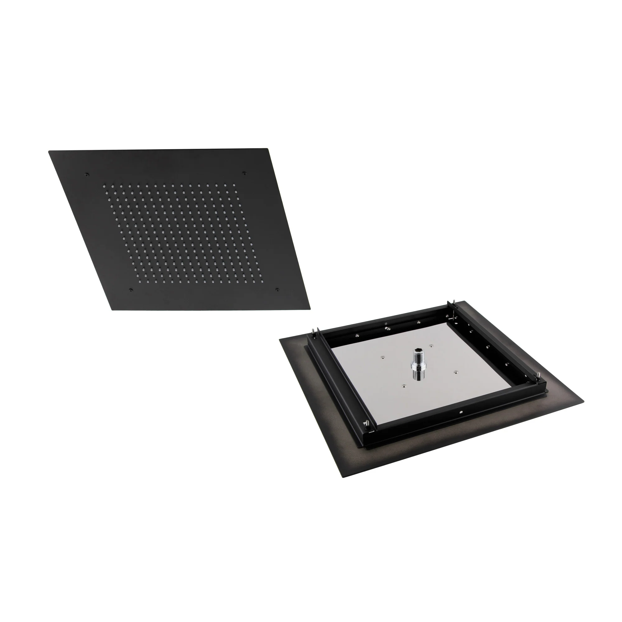 Square recessed 400mm shower head stainless steel - matt black - Image 3