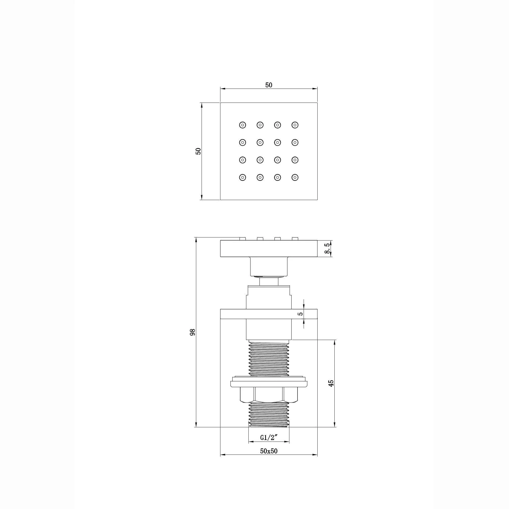 Square shower body jet - black - Image 2
