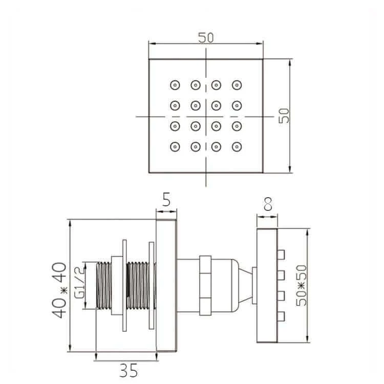 Square shower body jet - chrome - Image 6