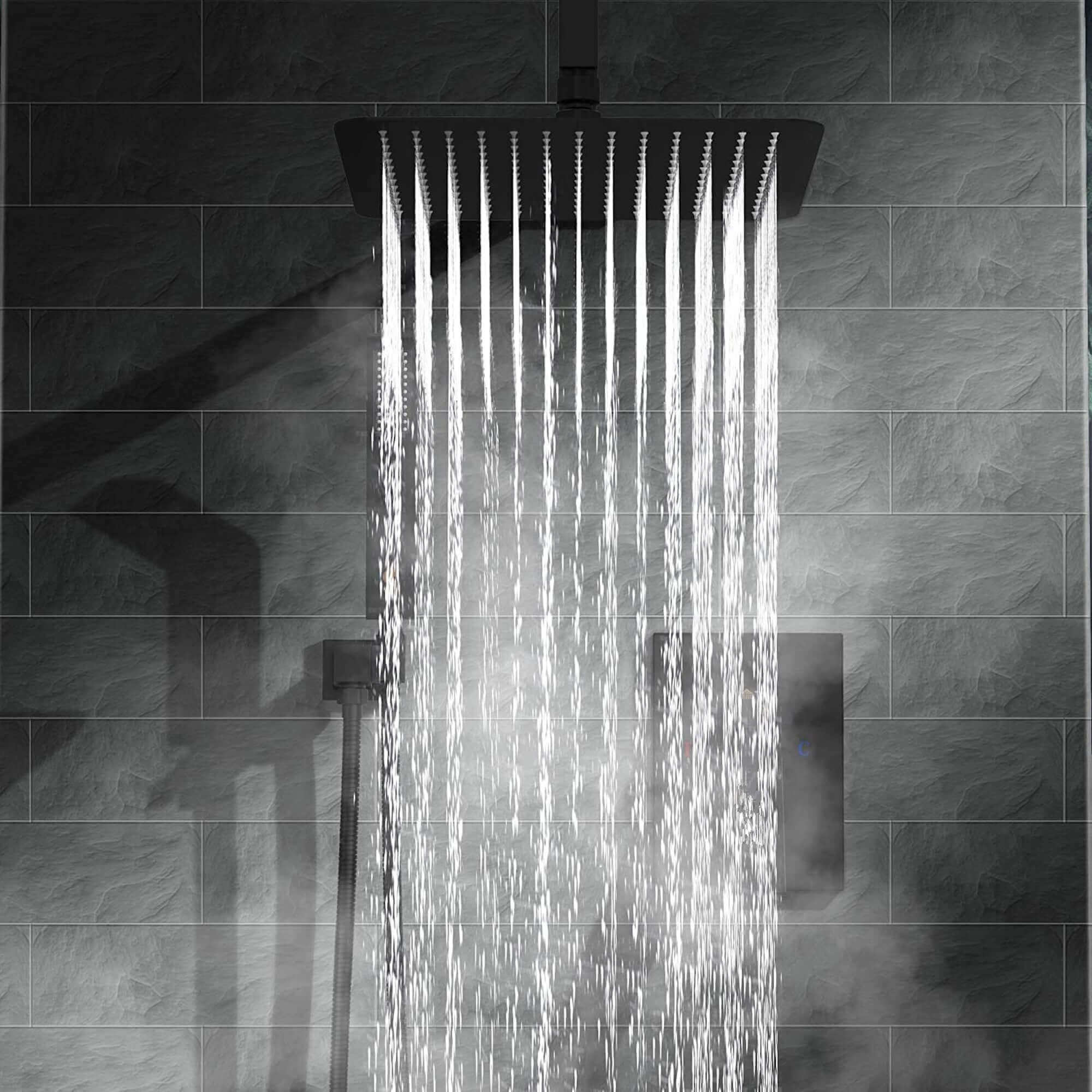 Square ultra slim shower head stainless steel 200mm - matt black - Image 3