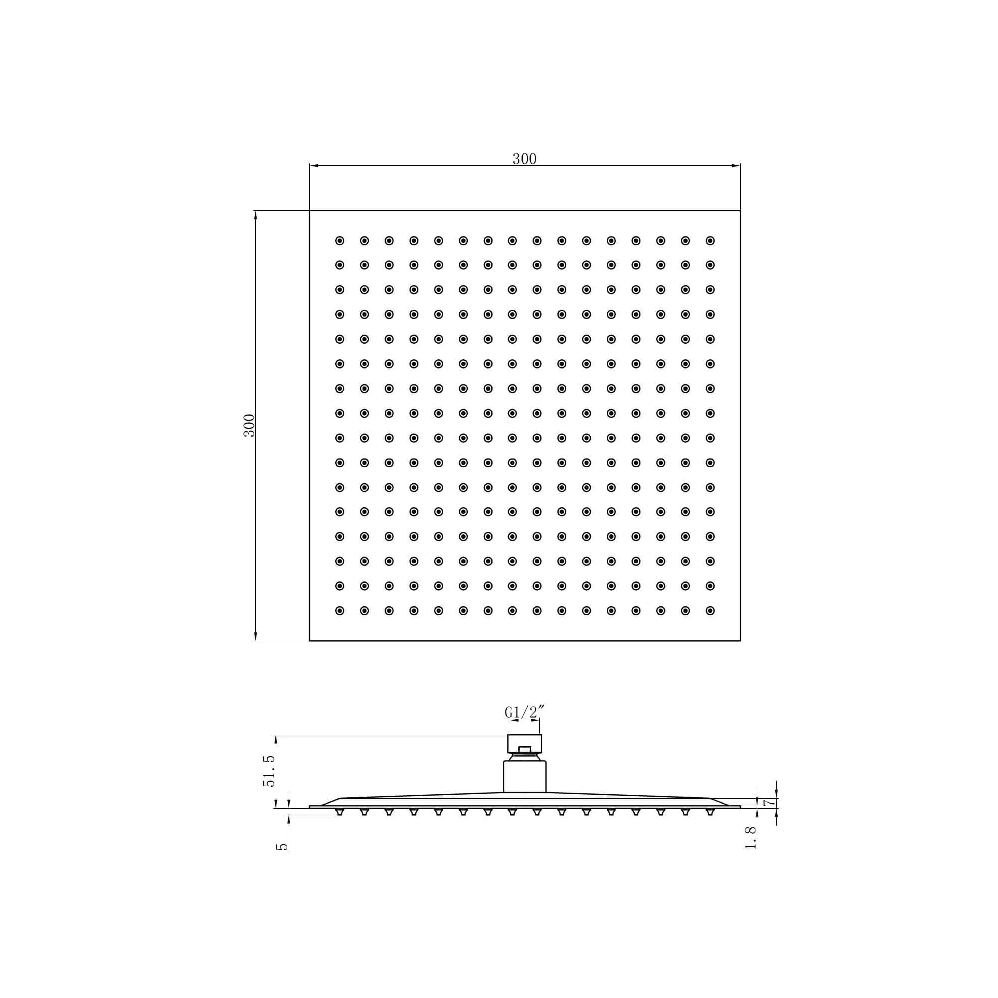 Square ultra slim shower head stainless steel 300mm - gunmetal grey - Image 4