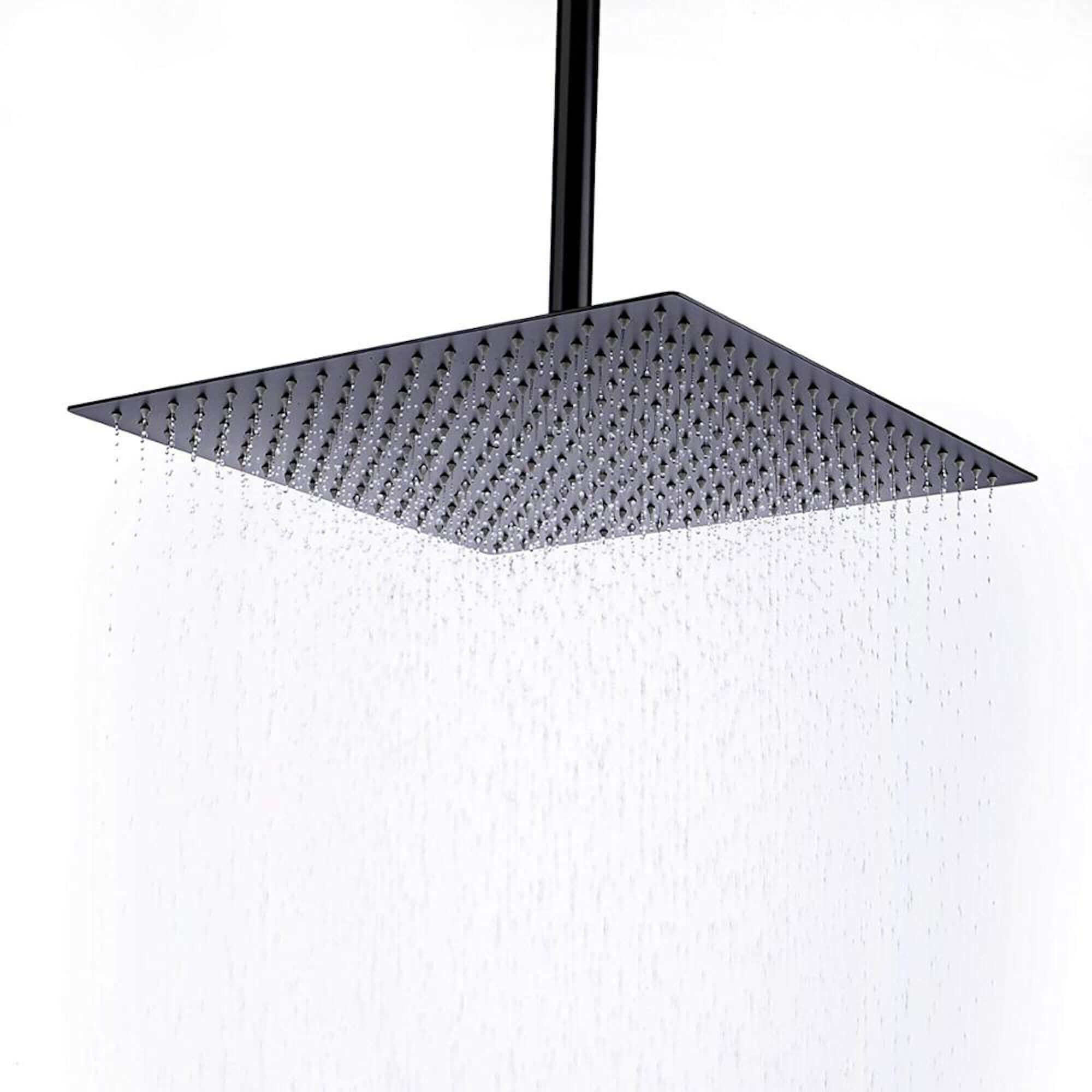 Square ultra slim shower head stainless steel 400mm - matt black - Image 2