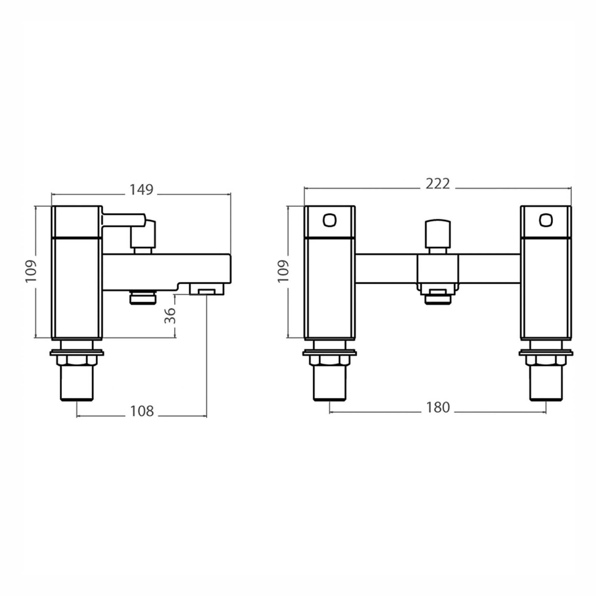 Stella contemporary bath shower mixer filler tap angular shape - chrome - Image 6