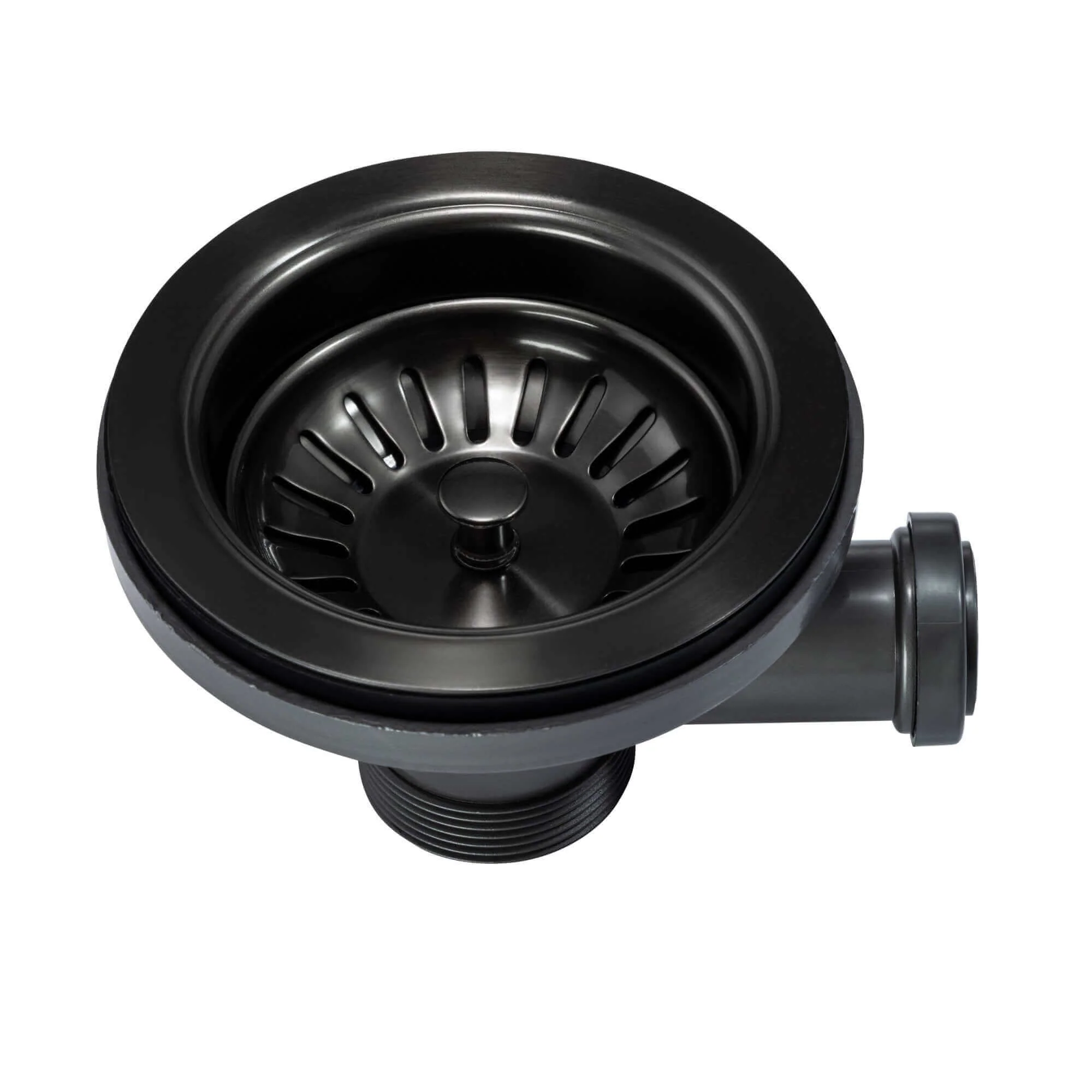 Strainer basket waste with overflow pipe for single 1.0 one bowl kitchen sink - gunmetal grey - Image 3