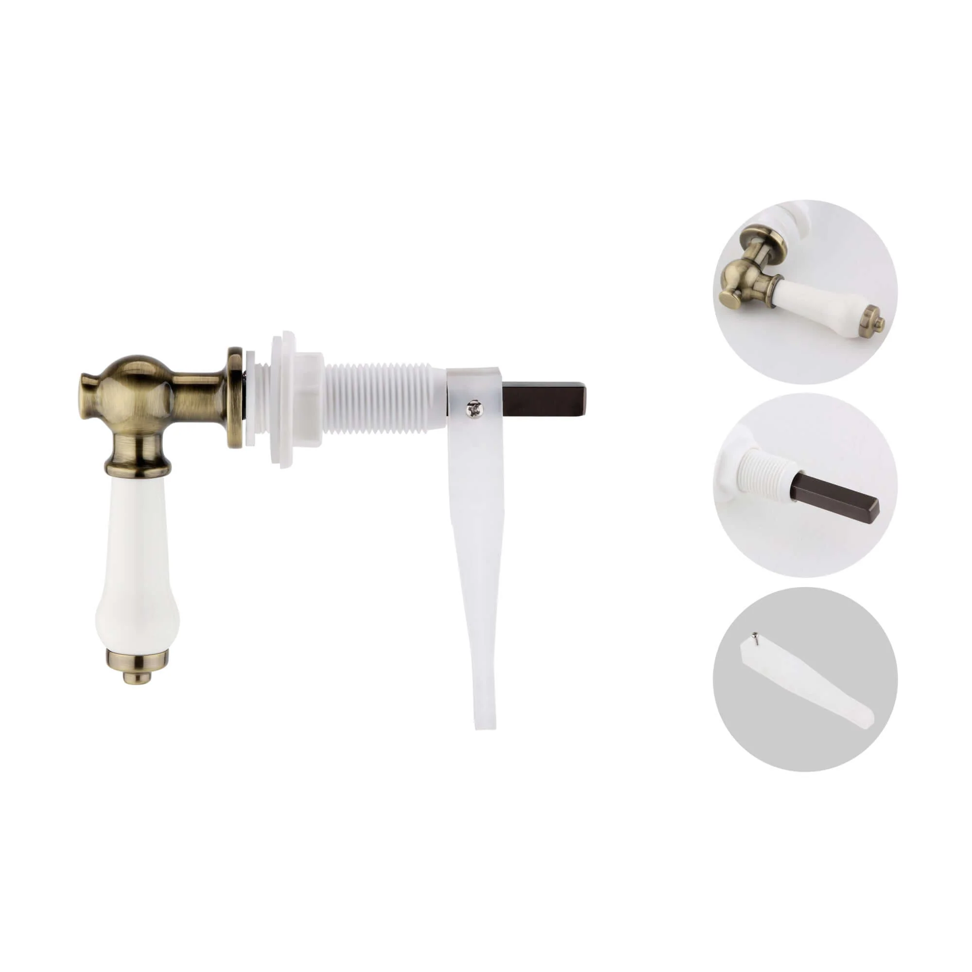 Toilet lever traditional ceramic - antique brass - Image 4