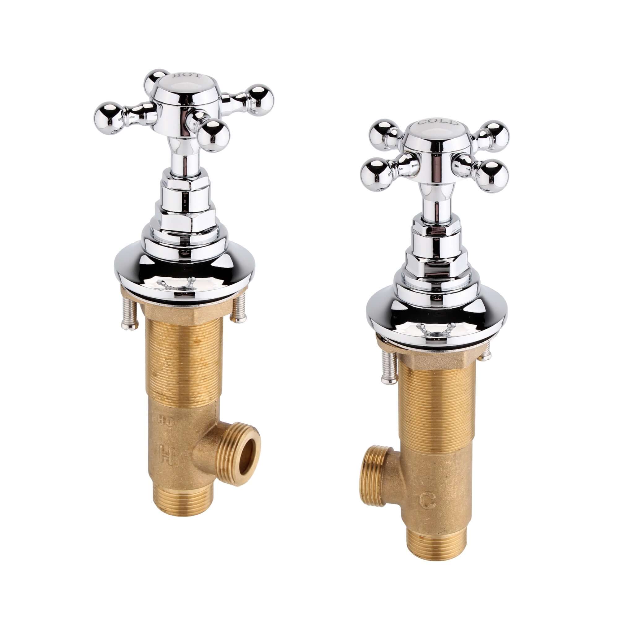 Traditional 3/4" deck bath side valves (pair) - chrome - Image 2