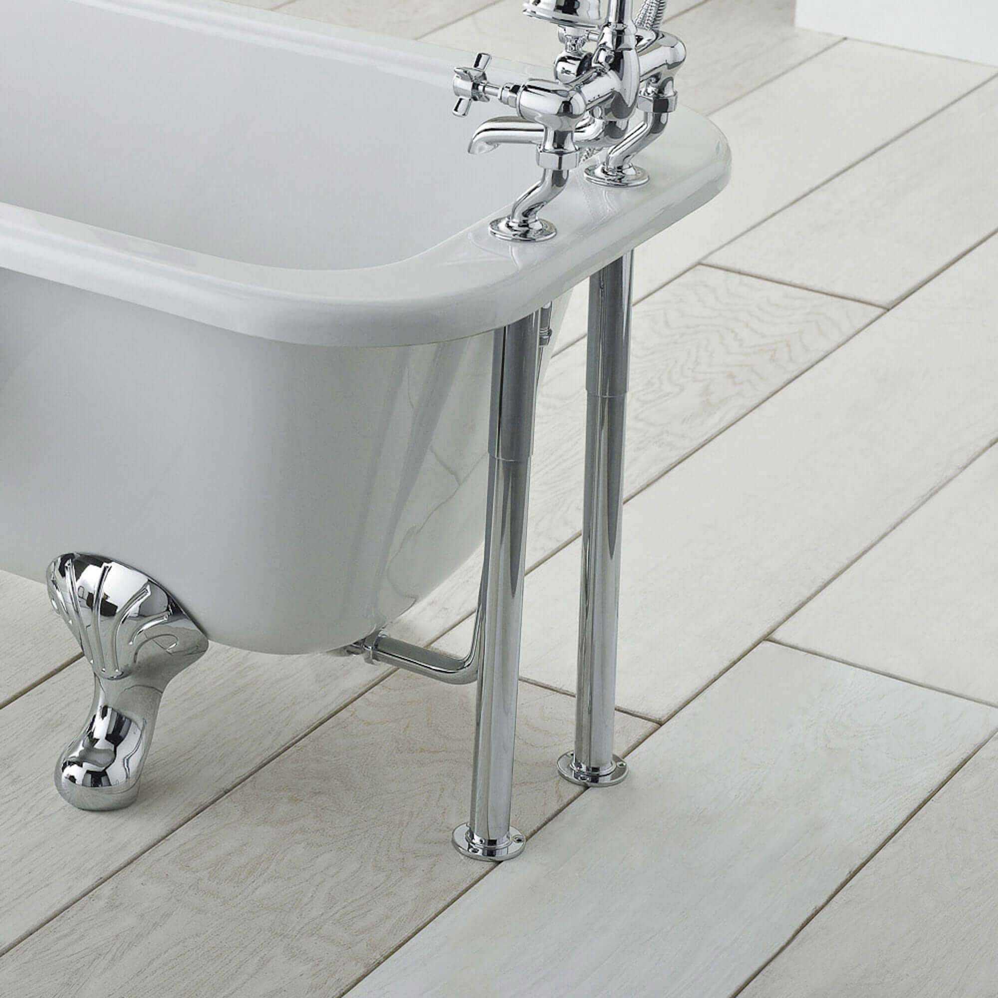 Traditional standpipes with adjustable shrouds for roll top bath (conceals water supply pipes) - chrome - Image 2