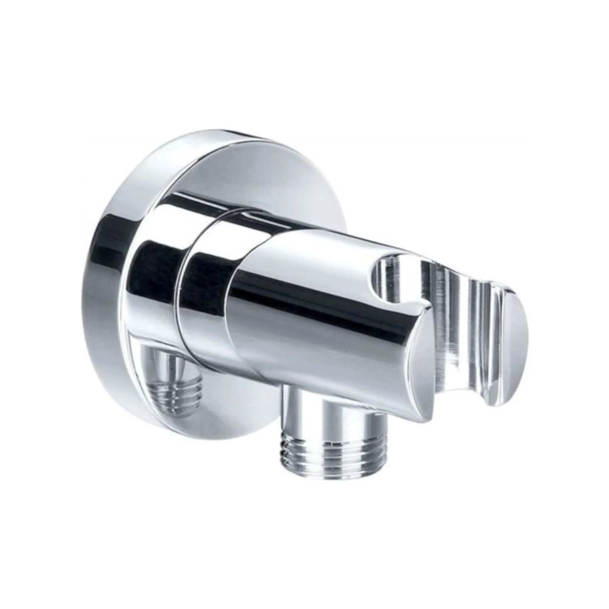 Traditional Brass & White Ceramic Hand Shower Kit Incl. Hose And Wall Bracket With Outlet - Chrome - Image 4