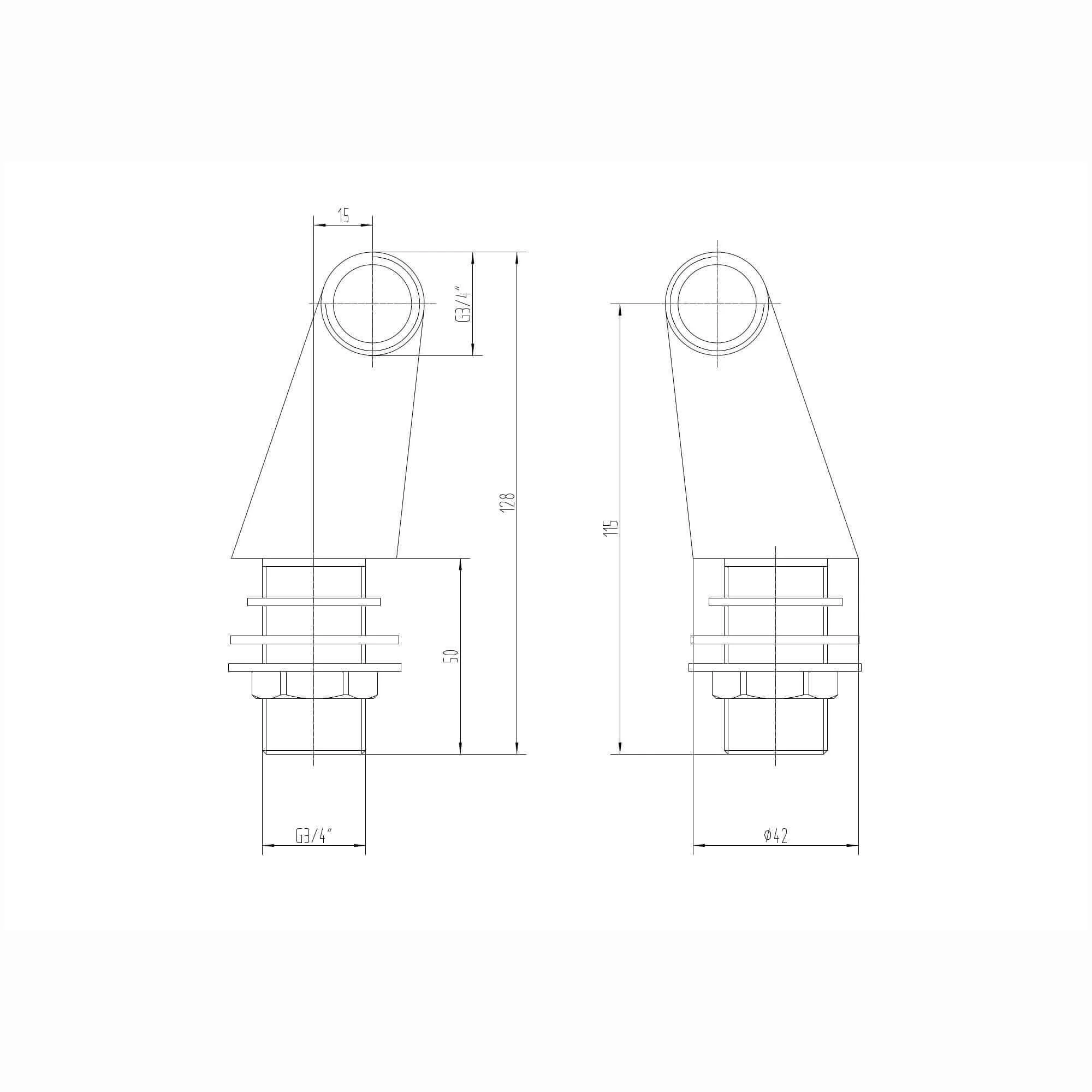 Pair of standard bath tap legs for deck mounting - chrome - Image 3