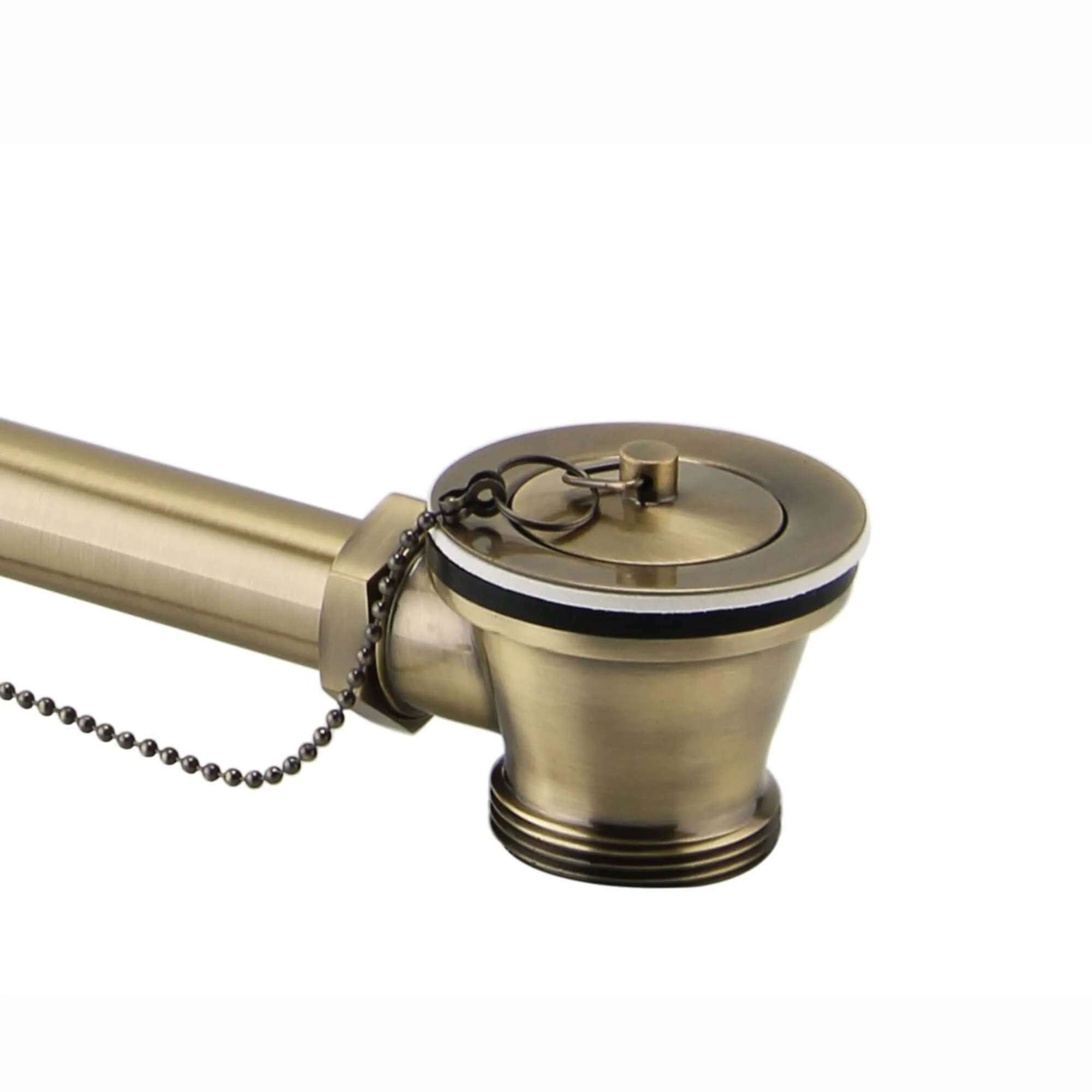 Traditional Exposed Bath Retainer Waste & Ball Chain Plug with Overflow - Antique Brass - Image 3