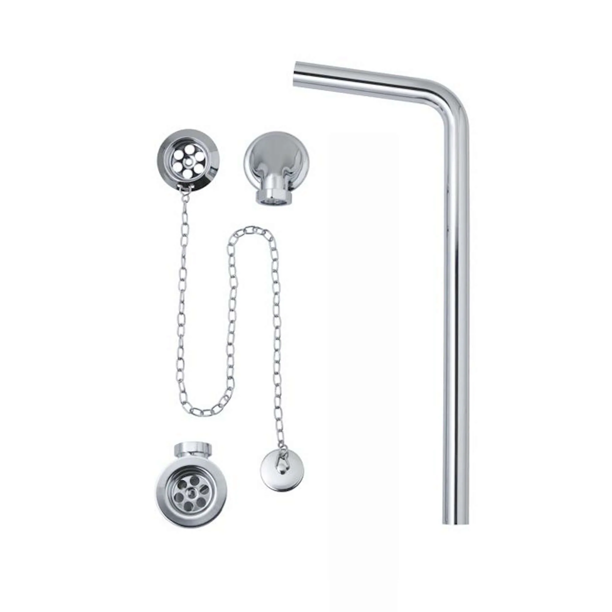 Traditional Exposed Bath Retainer Waste & Ball Chain Plug with Overflow - Chrome - Image 3