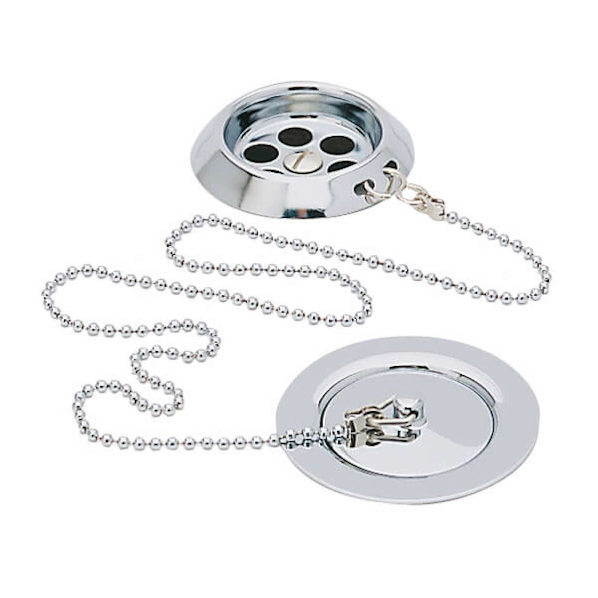 Traditional Exposed Bath Retainer Waste & Ball Chain Plug with Overflow - Chrome - Image 4