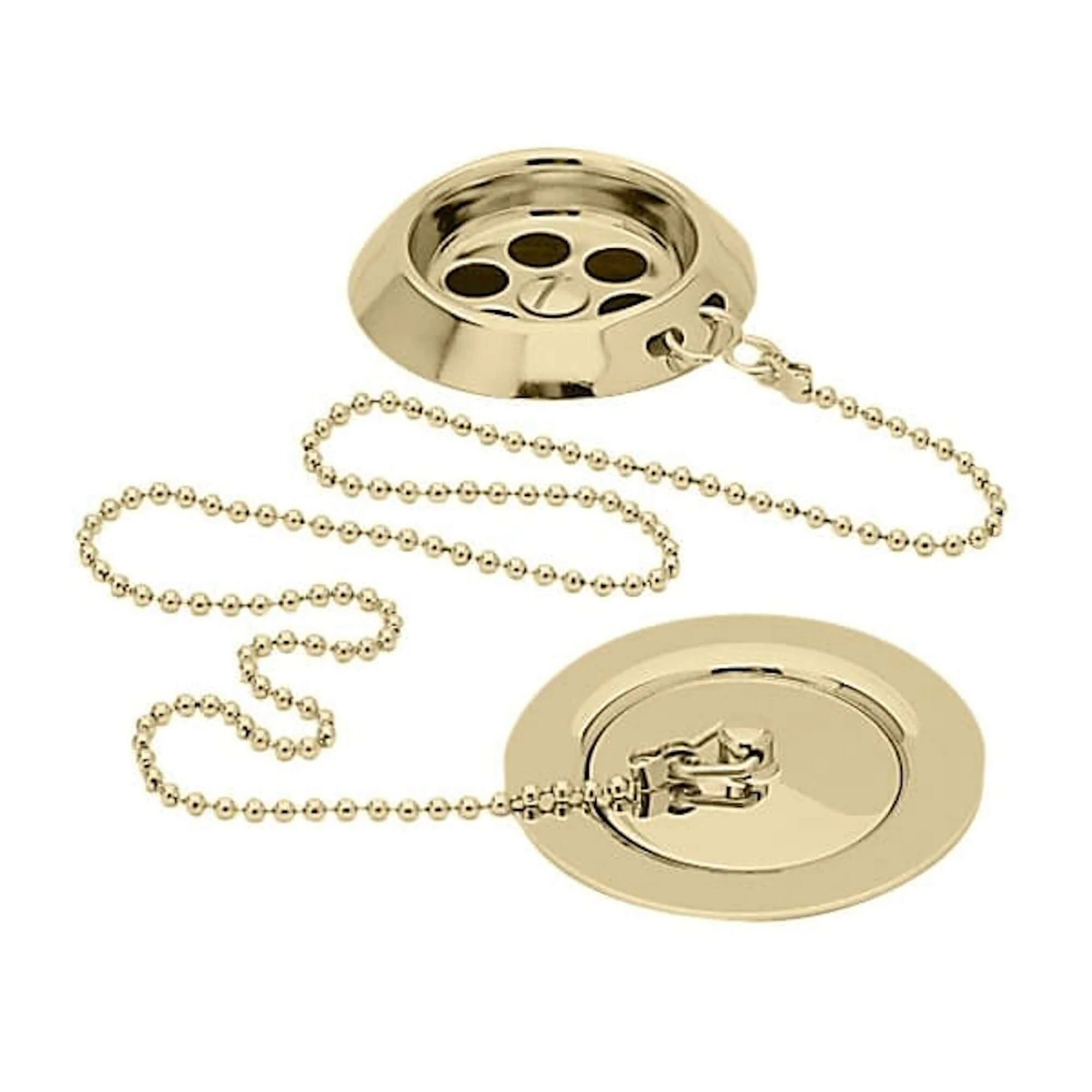 Traditional Exposed Bath Retainer Waste & Ball Chain Plug with Overflow - Gold - Image 4
