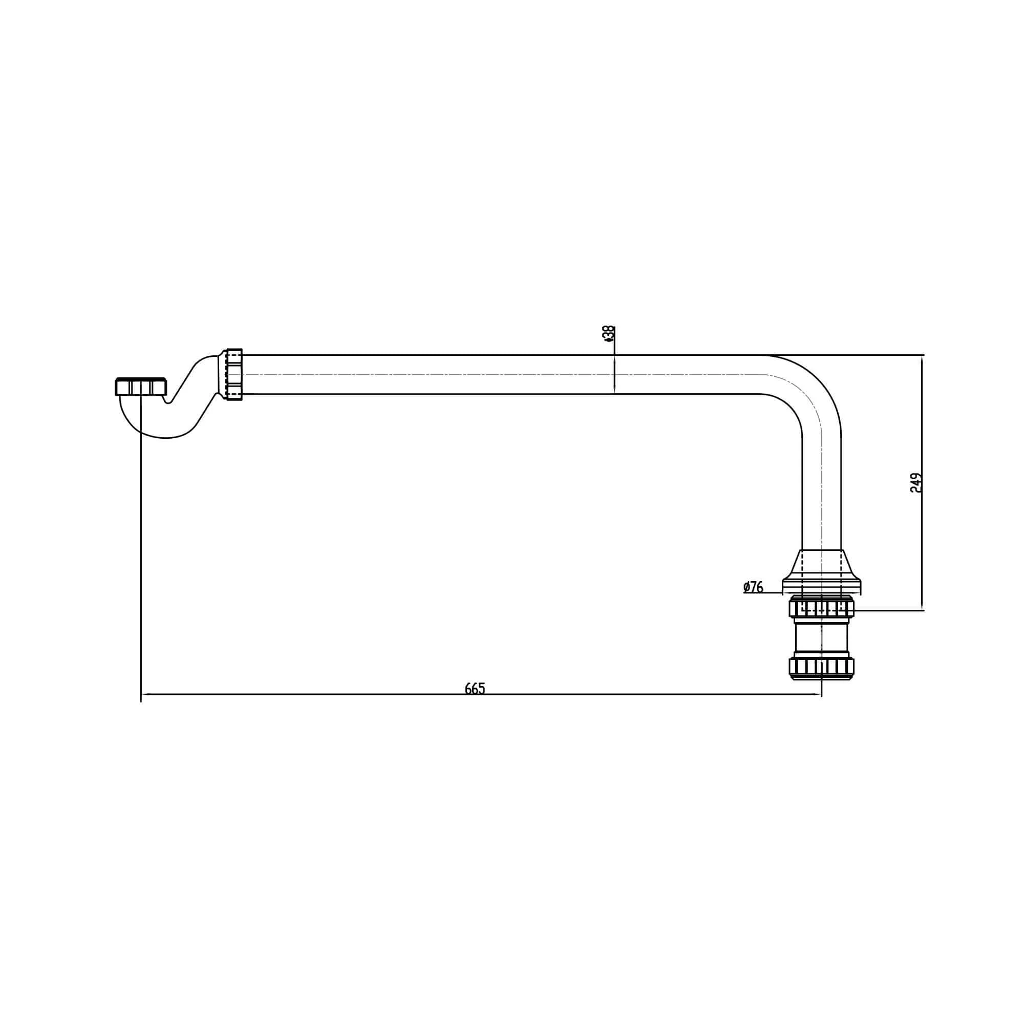 Traditional exposed shallow seal bath trap & pipe - chrome - Image 2