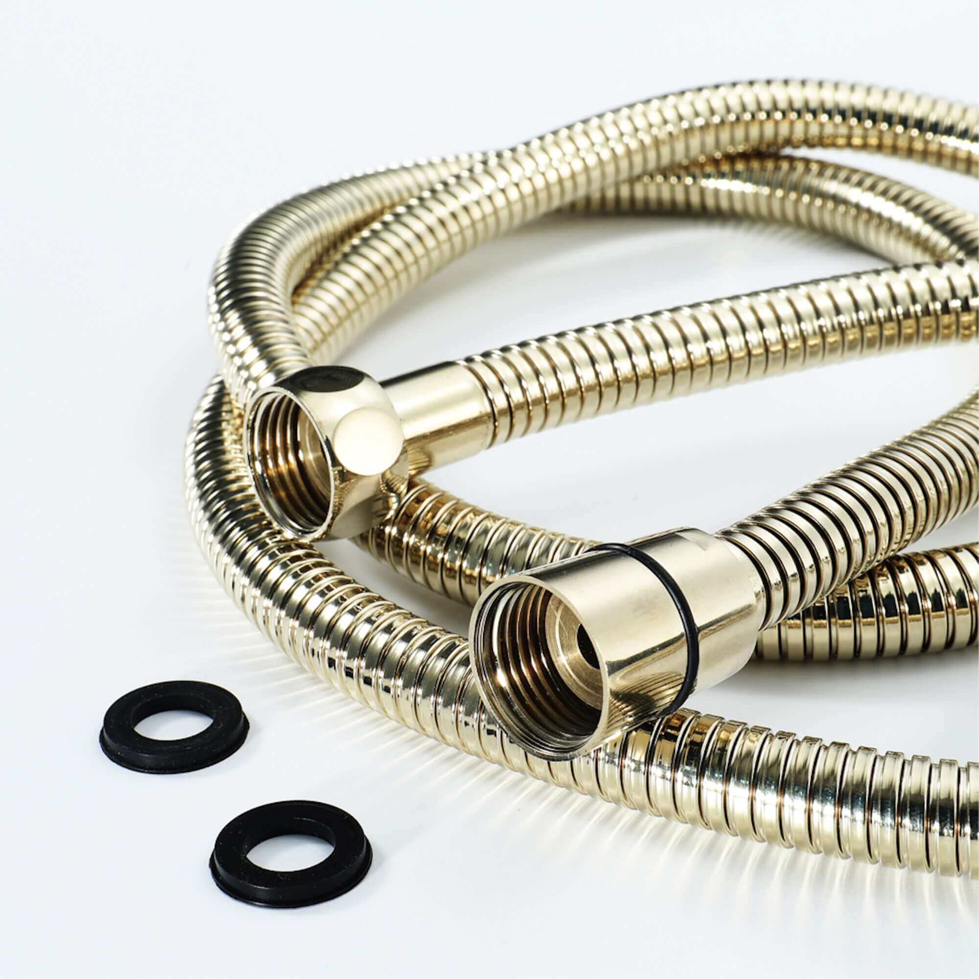 Traditional Handheld Shower Head and Hose Kit Brass with White Ceramic Details - Gold - Image 4