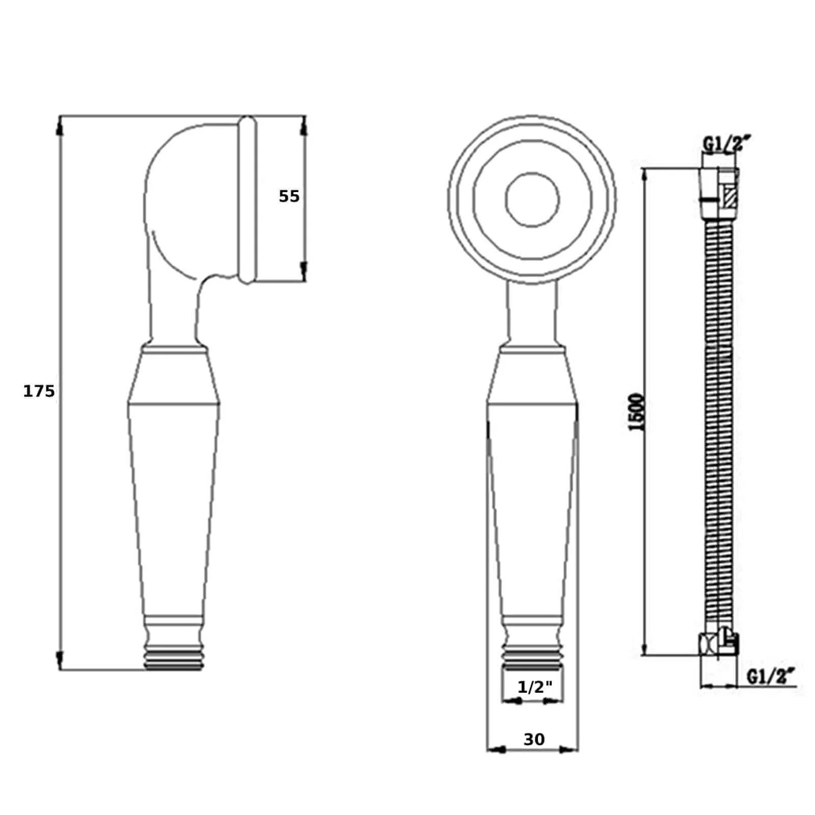 Traditional Handheld Shower Head and Hose Kit Brass - Chrome - Image 3