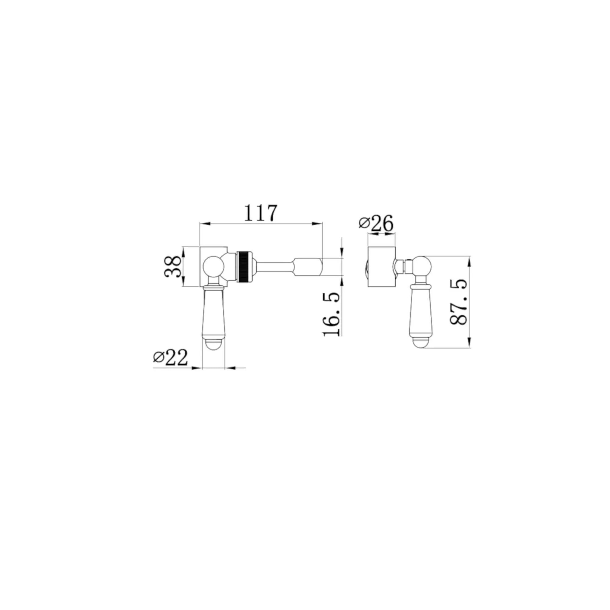 Traditional lever shower head bracket for 18mm diameter rigid riser or slider rail solid brass - antique brass - Image 4