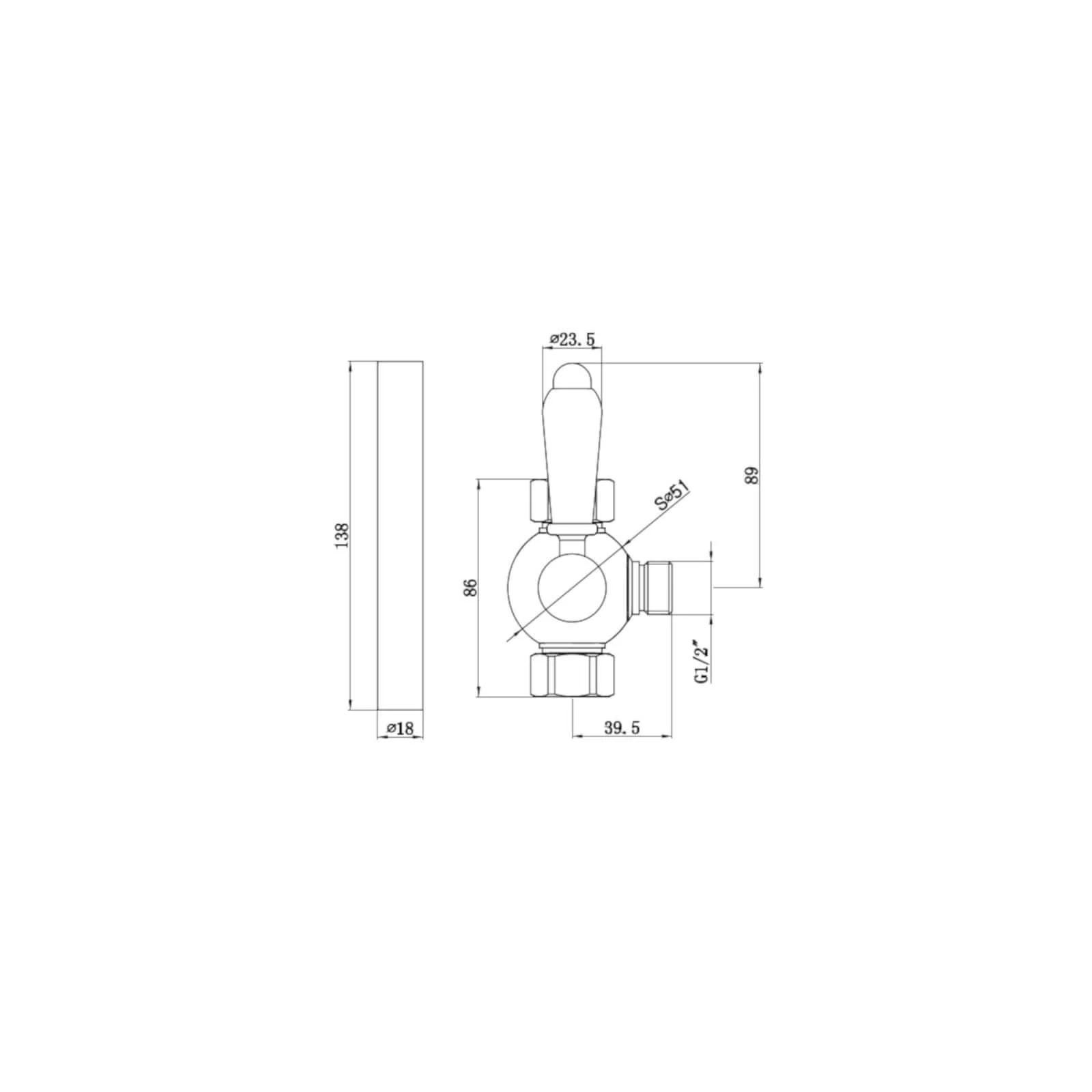 Downton traditional shower diverter with 18mm diameter extension pipe - antique brass - Image 3