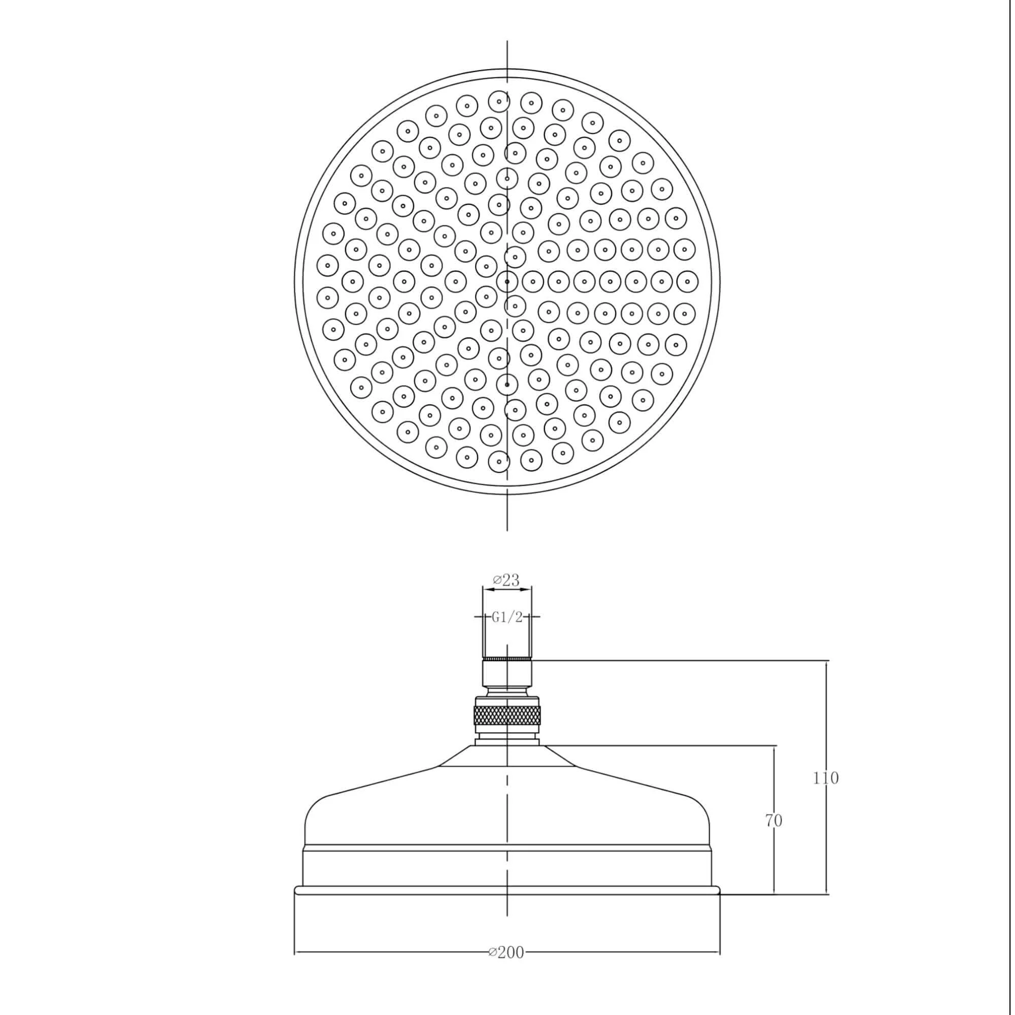 Chrome Traditional shower head apron rose brass 200mm - Image 7