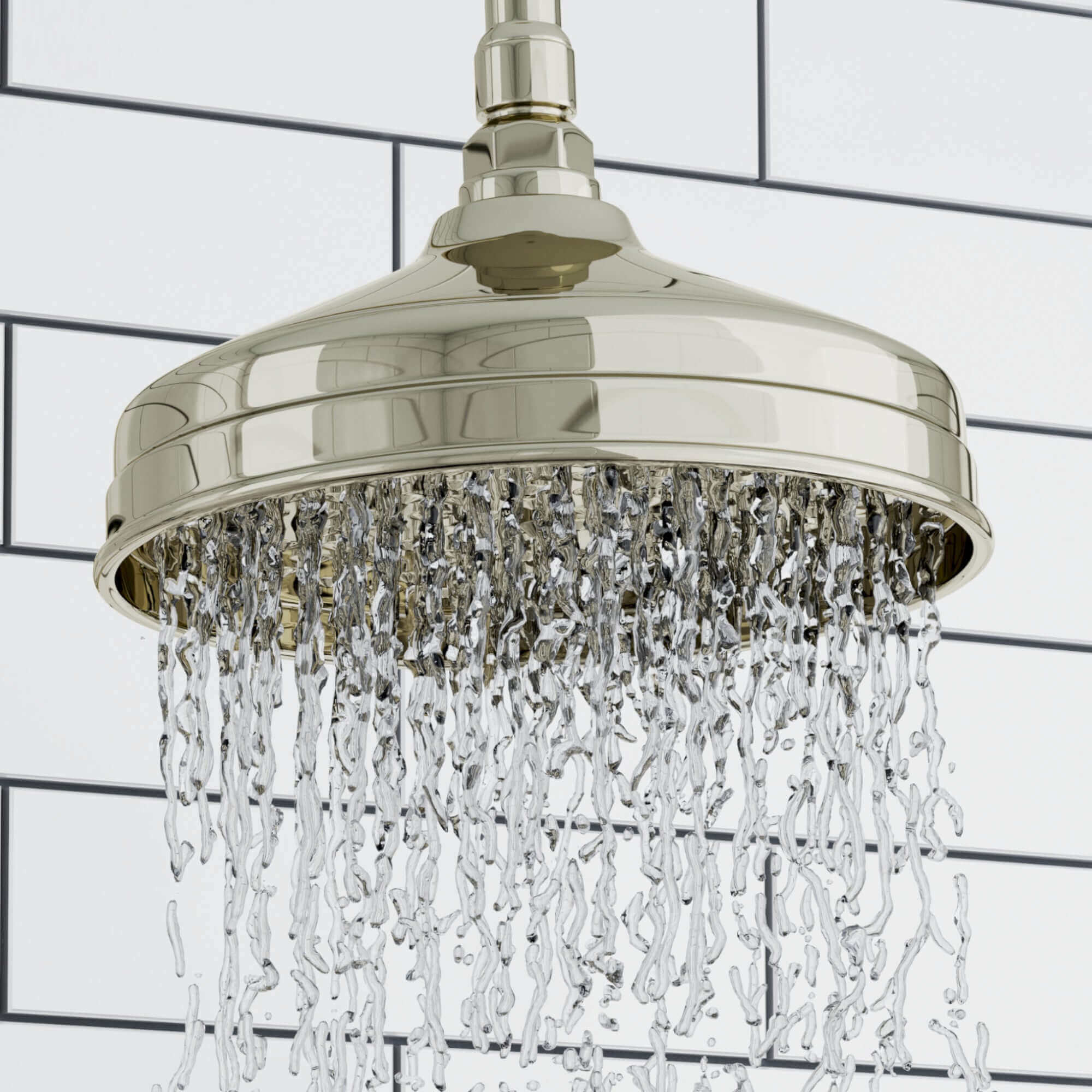 Traditional Wall Fixed Apron Brass Shower Head 8" With Shower Arm - Gold - Image 2