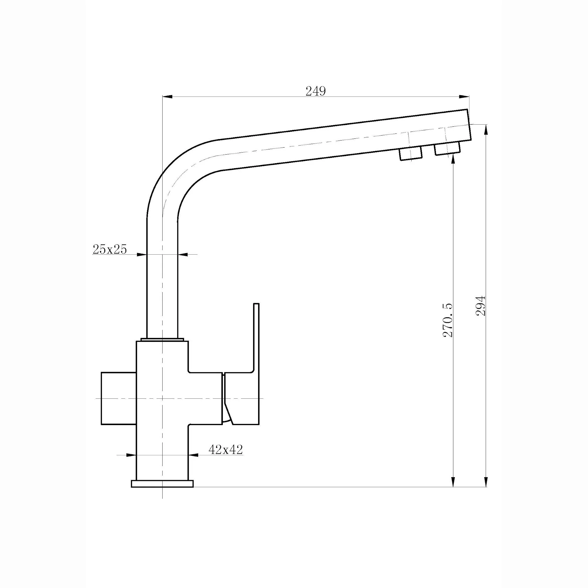 Turin modern square 3 way kitchen sink filter mixer tap - rose gold - Image 3
