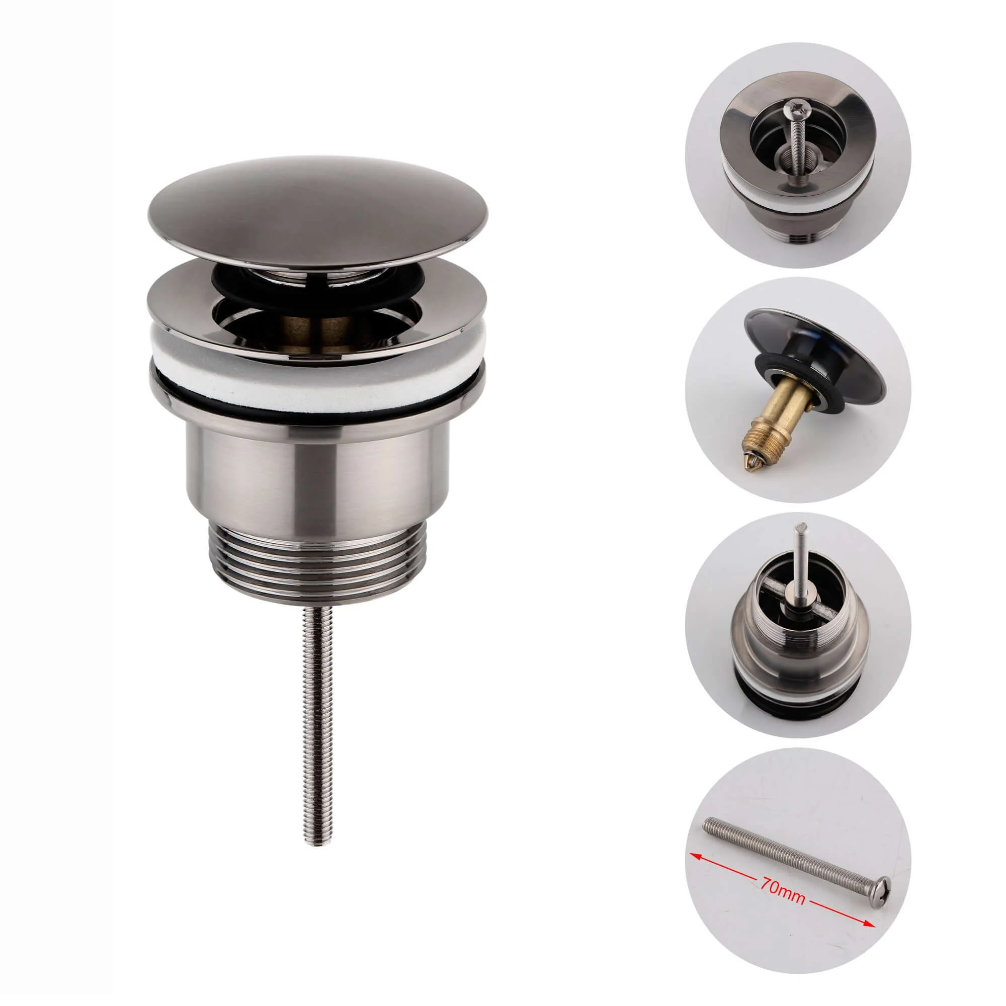 Universal click clack or freeflow basin waste for sinks with or without overflow - gunmetal grey - Image 3