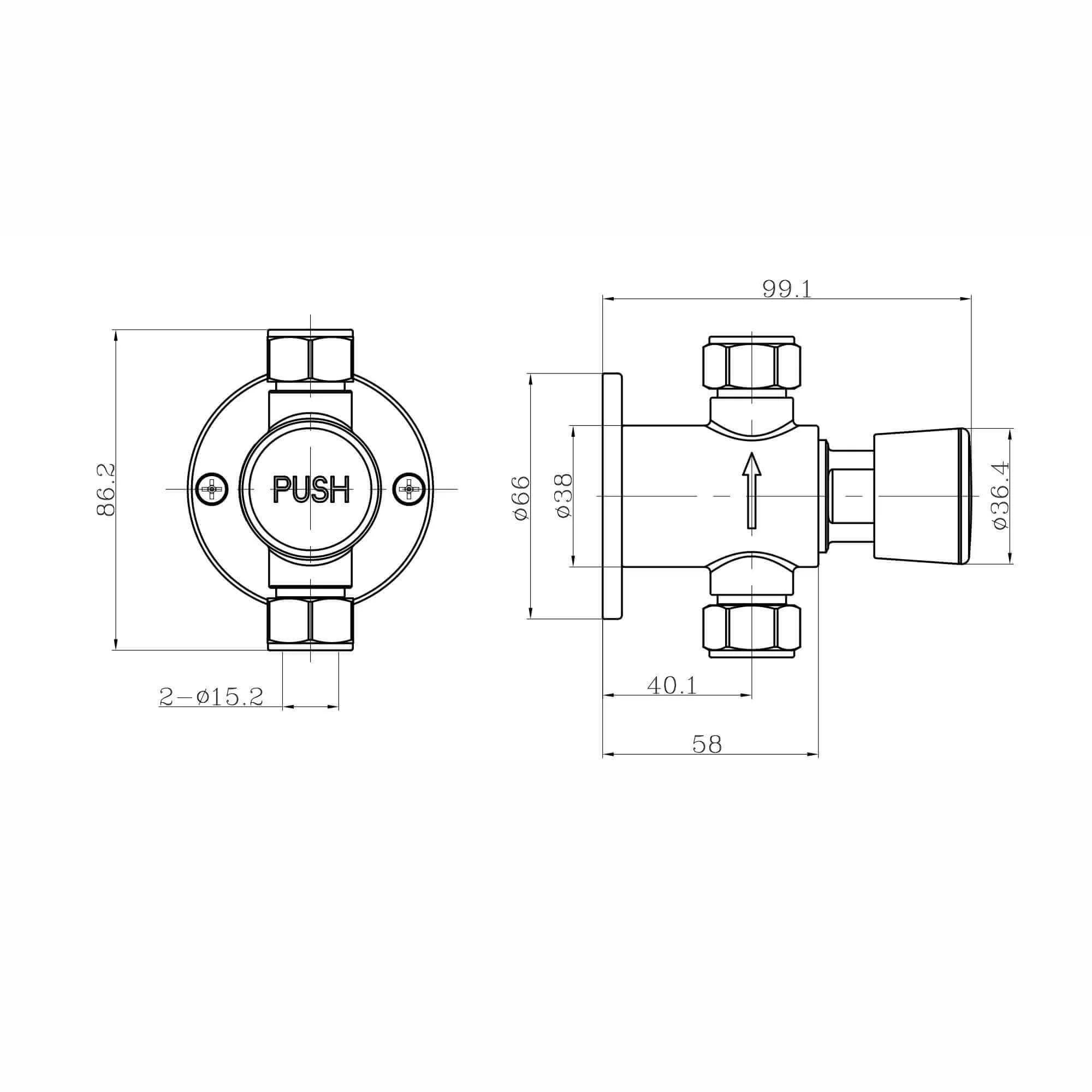 Vision non concussive time adjustable shower valve exposed - chrome - Image 4