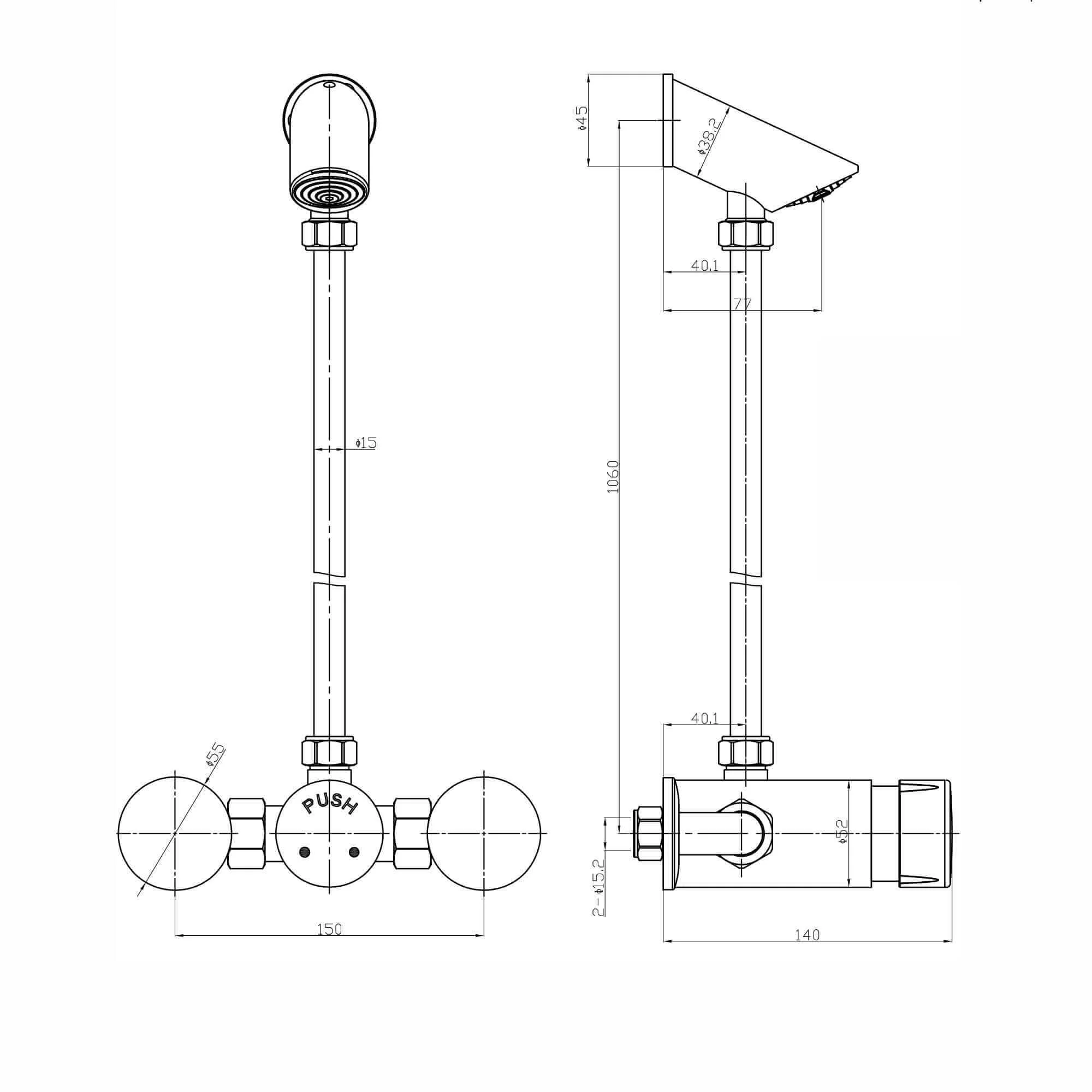 Vision non concussive time adjustable shower mixer kit exposed - chrome - Image 4