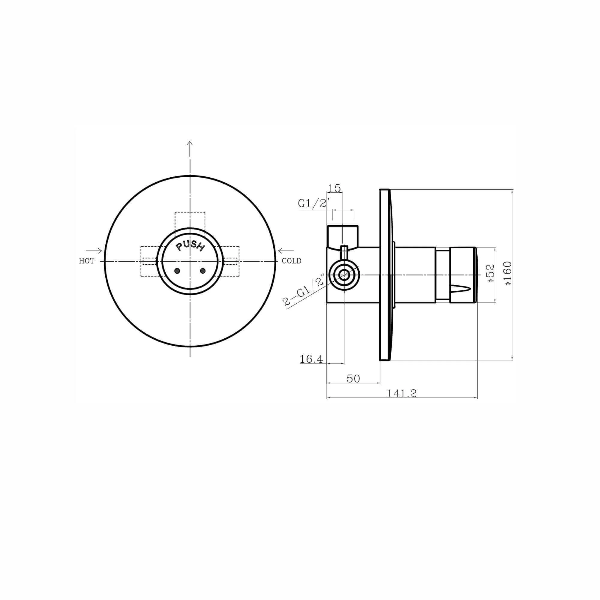 Vision non concussive time adjustable shower mixer valve concealed - chrome - Image 3