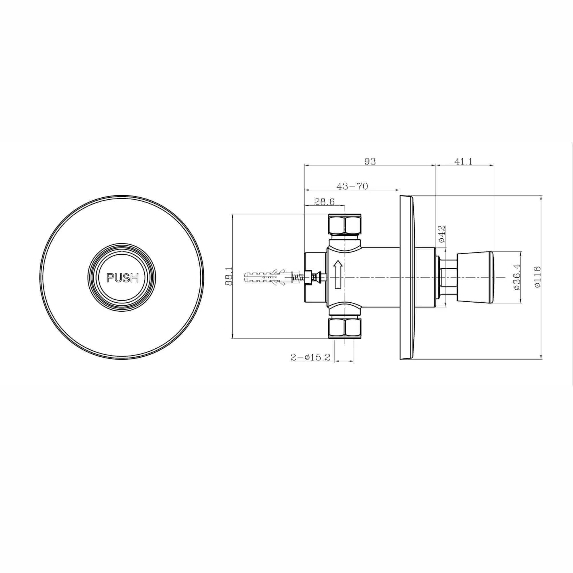 Vision non concussive time adjustable shower valve concealed - chrome - Image 3