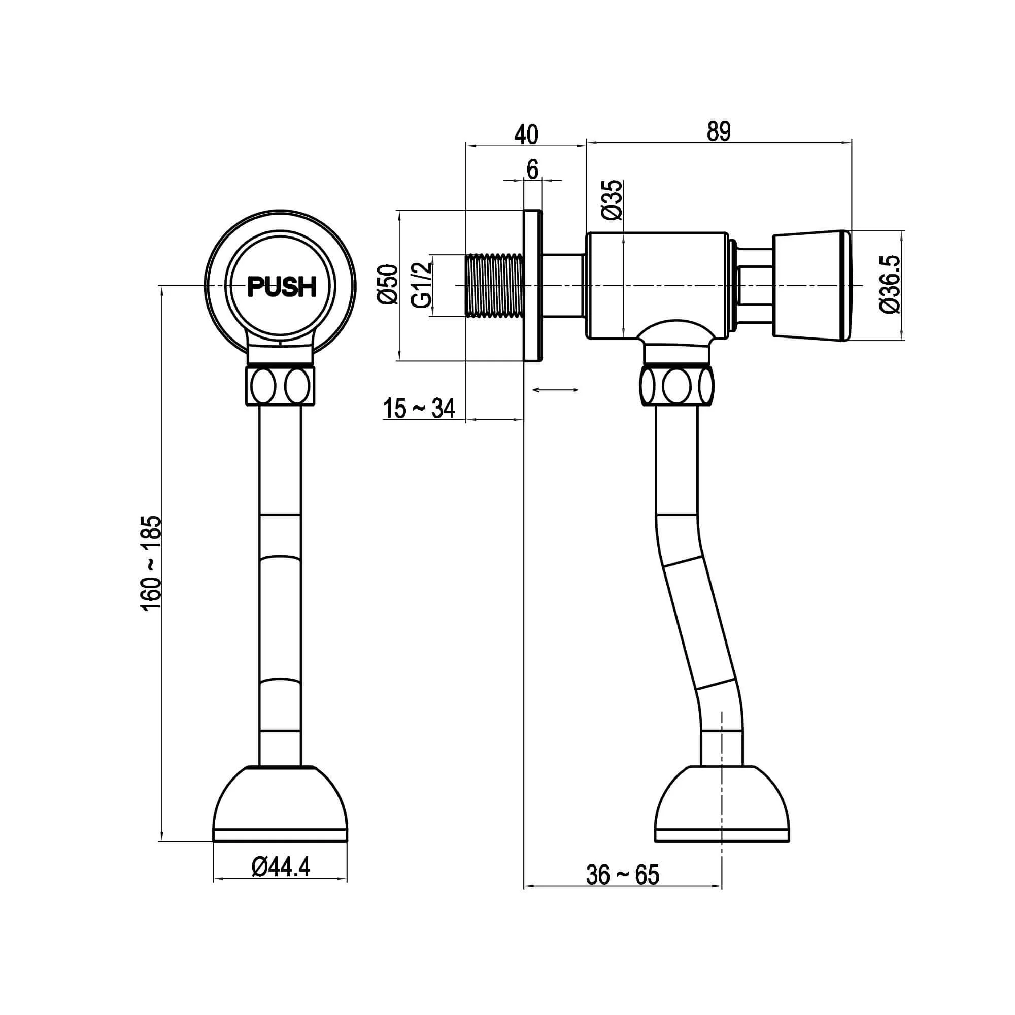 Vision non concussive time adjustable urinal flush valve with pipe exposed - chrome - Image 3