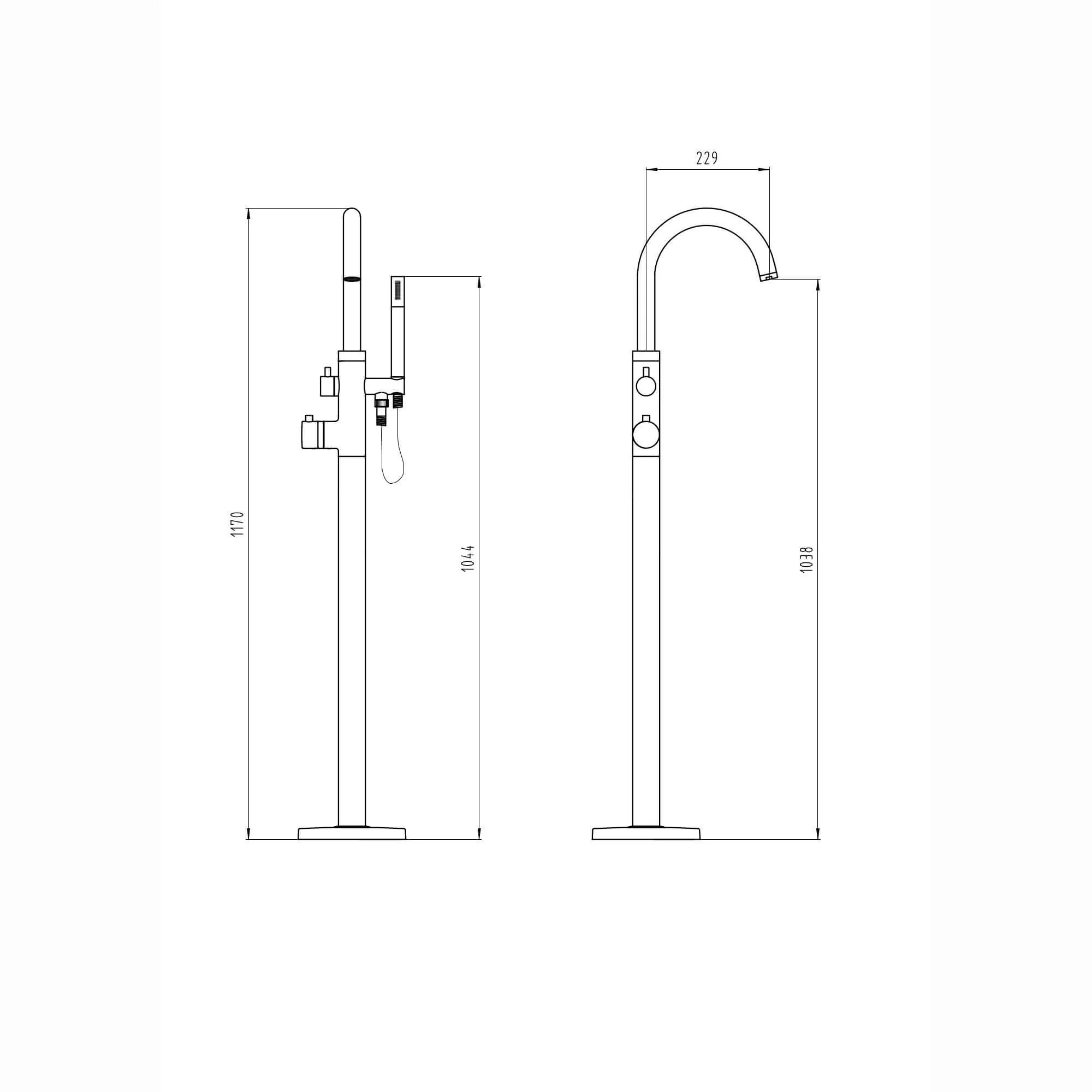 Zara floorstanding bath shower mixer tap - matt black - Image 5